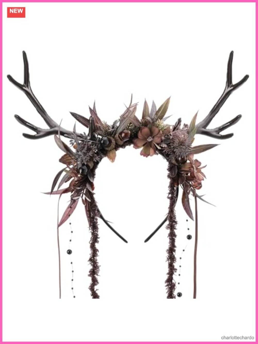 Floral Antler Headband Woodland Deer Horns Cosplay Costume Hair Accessory